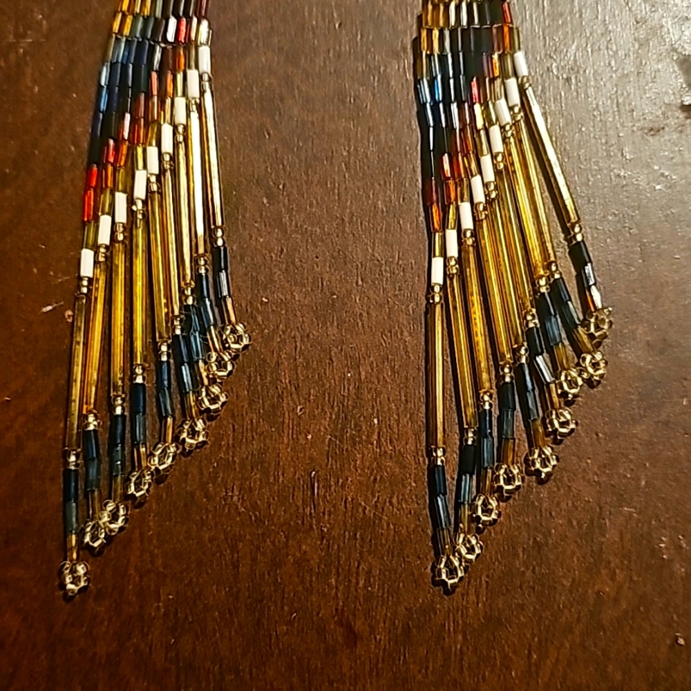 Owl Beaded Earrings in Boho Style, Aesthetic Bird Earrings, Pierce - Picture 4 of 5